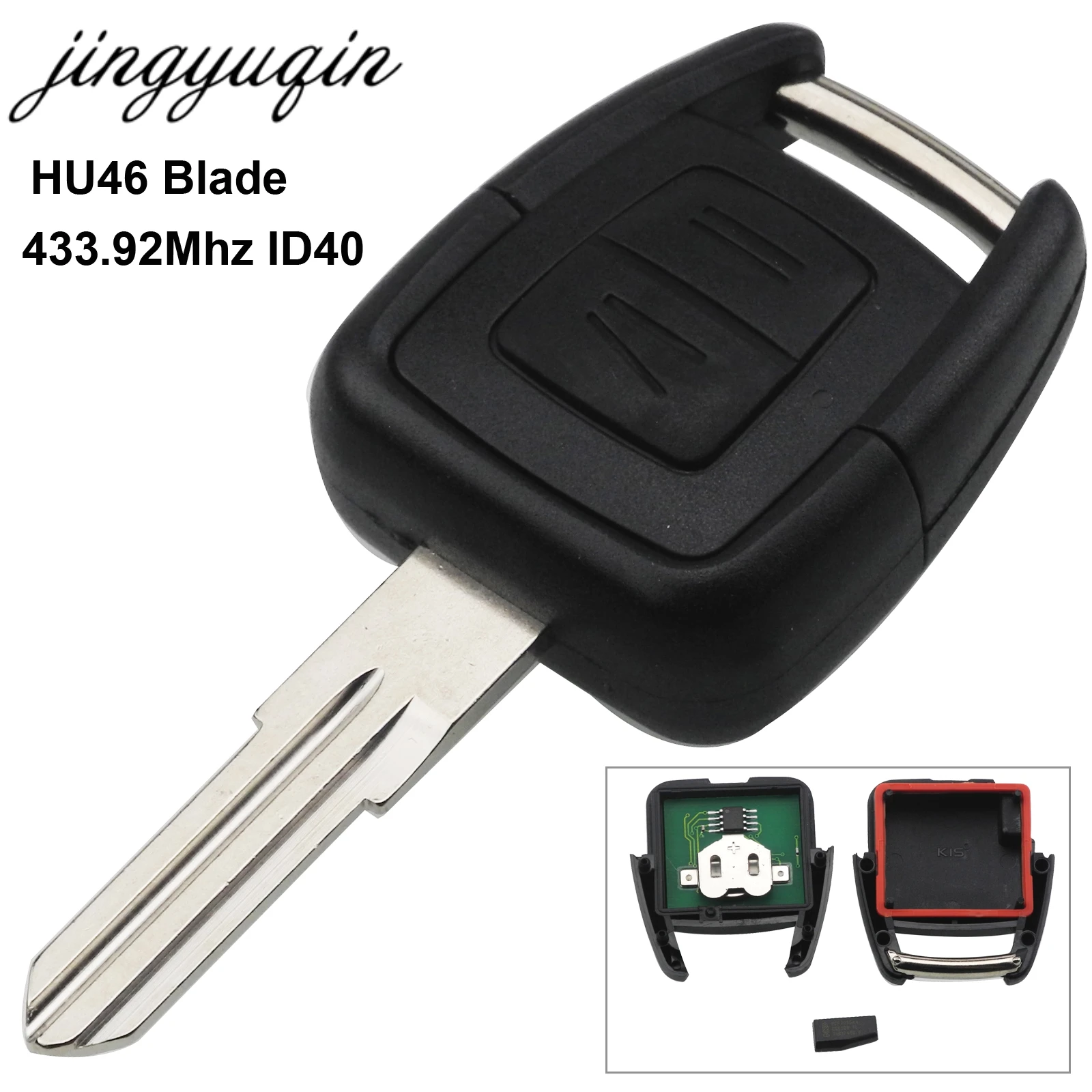 Jingyuqin รีโมท2ปุ่ม433MHz FOB สำหรับ Opel Delphi Vauxhall Astra 1998-2005 ID40ชิป HU43 HU100 YM28ใบมีด HU46