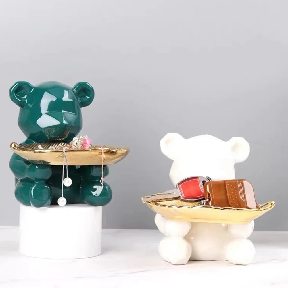 Jewelry Ceramic Jewelry Display Tray Green Storage Dish Organizer Keys Holder Bedroom Bathroom Display Snack Decor