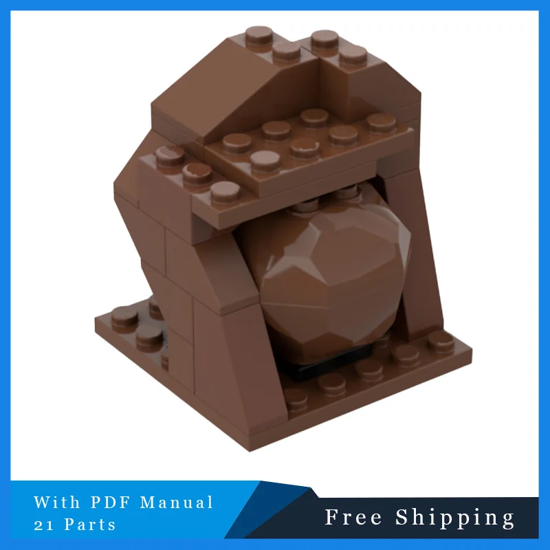 21 PCS Mining Scene Stacking Bricks Series Creative Brown Shape Rock MOC Building Block Model Children Puzzle Toy Birthday Gifts