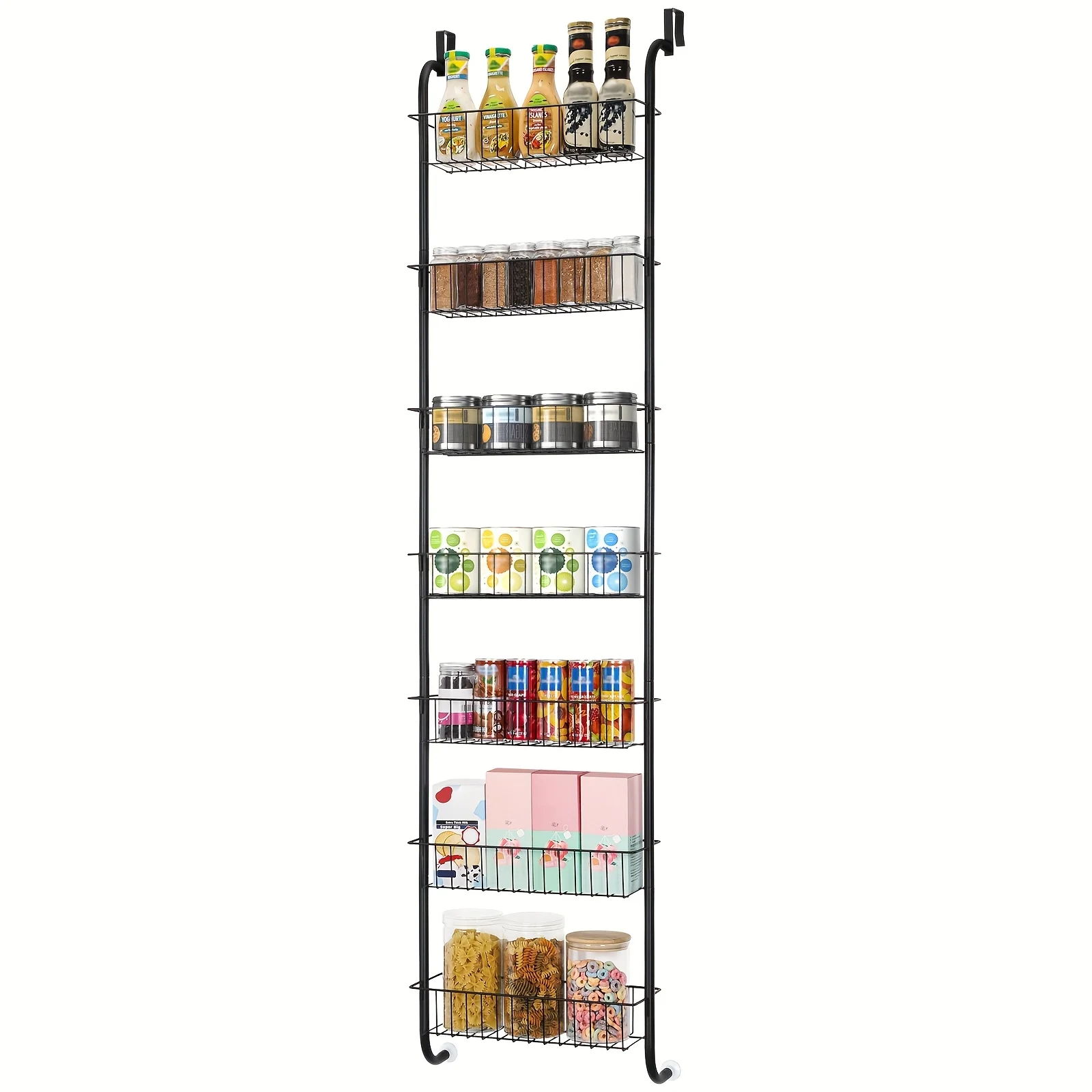 

Hanging Storage Rack for Pantry, Multi-Tier Over-Door Organizer, Sturdy Metal Pantry Storage Solution for Door Back Organization