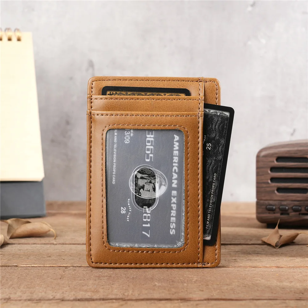 Men PU card bag light card clip money clip laser engraving custom holiday gift
