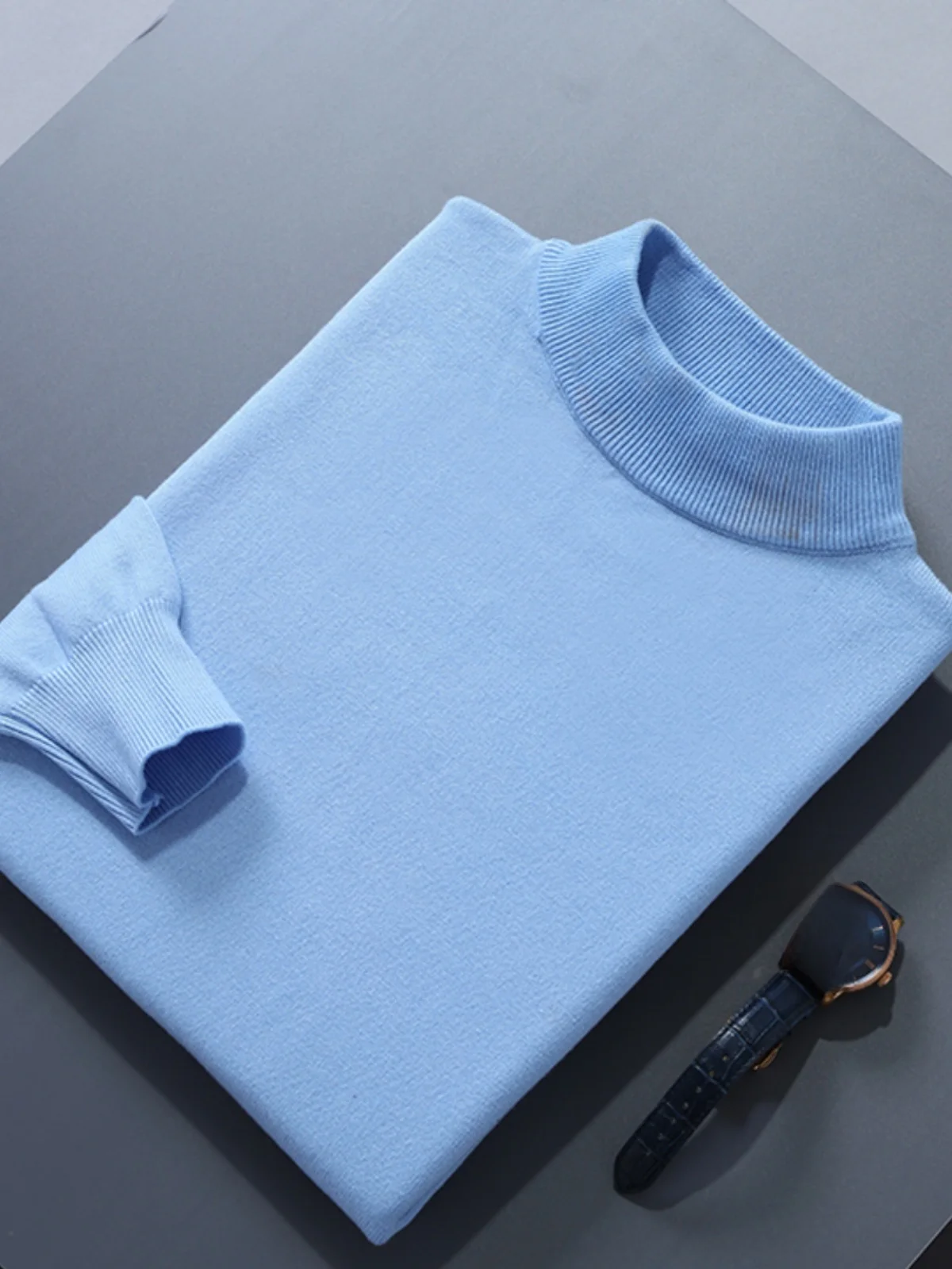 

Men's Thiened Large Size Loose Knitted Wool Sweater Casual round Ne f High Collar Winter Warm Breathable Color