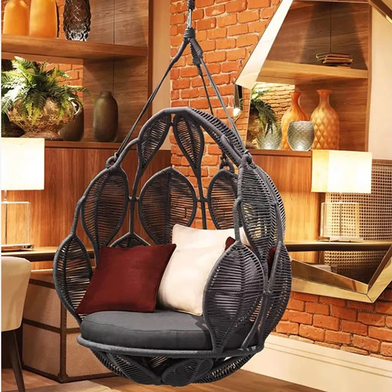 

Metal Hammocks Patio Swings Hanging Rocking Chair Luxury Patio Swings Suspended Comfortable Outdoor Furniture Columpiar LLPS