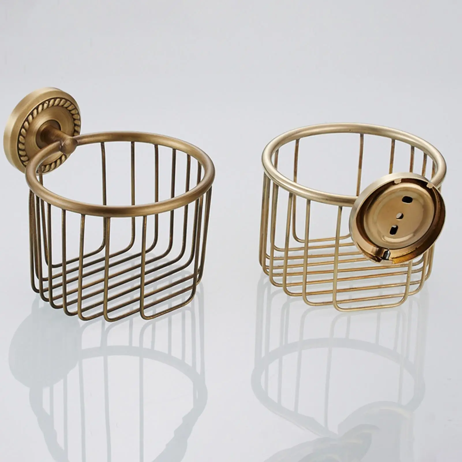 

Винтажный латунный держатель для туалетной бумаги, винтажная латунная рулонная проволочная корзина для салфеток, универсальный устойчивый держатель для бумаги в деревенском стиле для рабочего места в общежитии