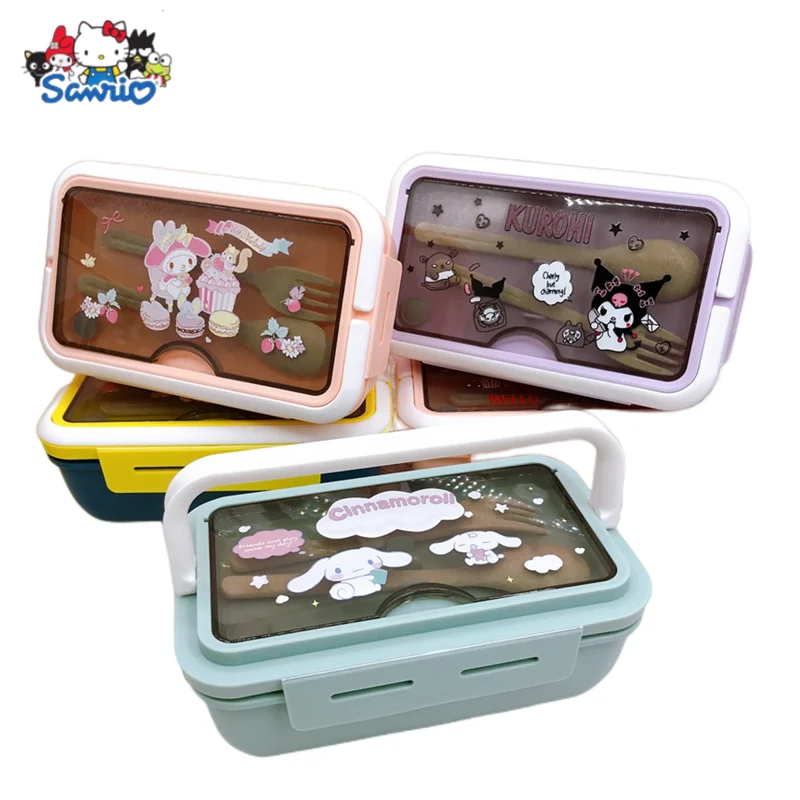 

Sanrio Hello Kitty Lunch Box Kawaii Cinnamoroll Kuromi Girl Cartoon Outdoor Portable 1100ML Portable Fresh Commuting Lunch Boxs