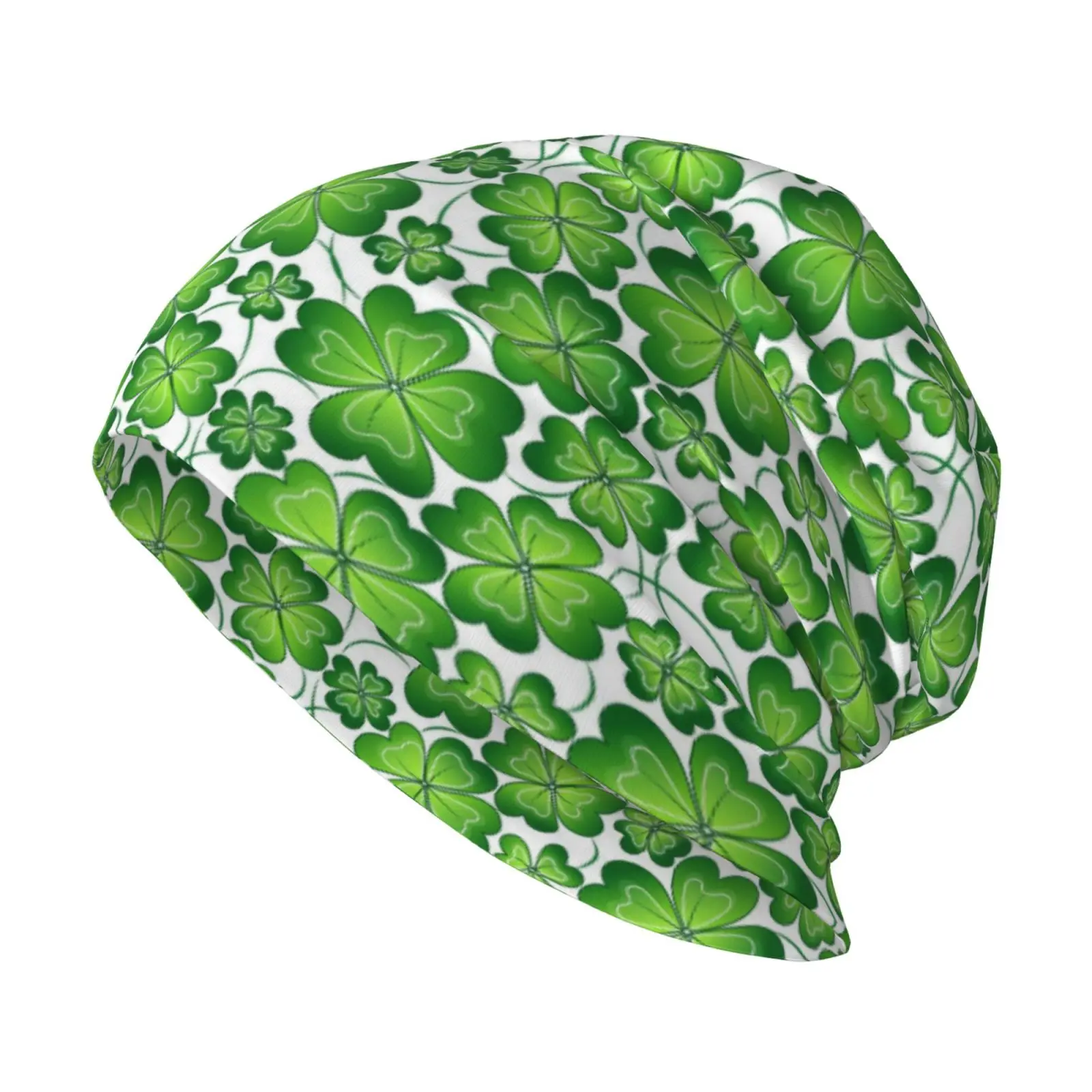 Shamrock Four Leaf Beanies Caps for Men Women Unisex Trend Winter Warm Knitting Hat Adult St Patricks Day Bonnet Hats