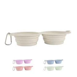 Thickened Folding Silicone Pet Bowls Outdoor Pet Double Bowls Tableware Wholesale Pet Supplies Portable Dog Bowls