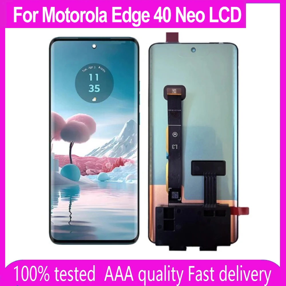 Original 6.55\'\' For Motorola Edge 40 Neo LCD XT2307-1 Display Touch Screen Digitizer Assembly For Moto Edge40 Neo LCD Replace