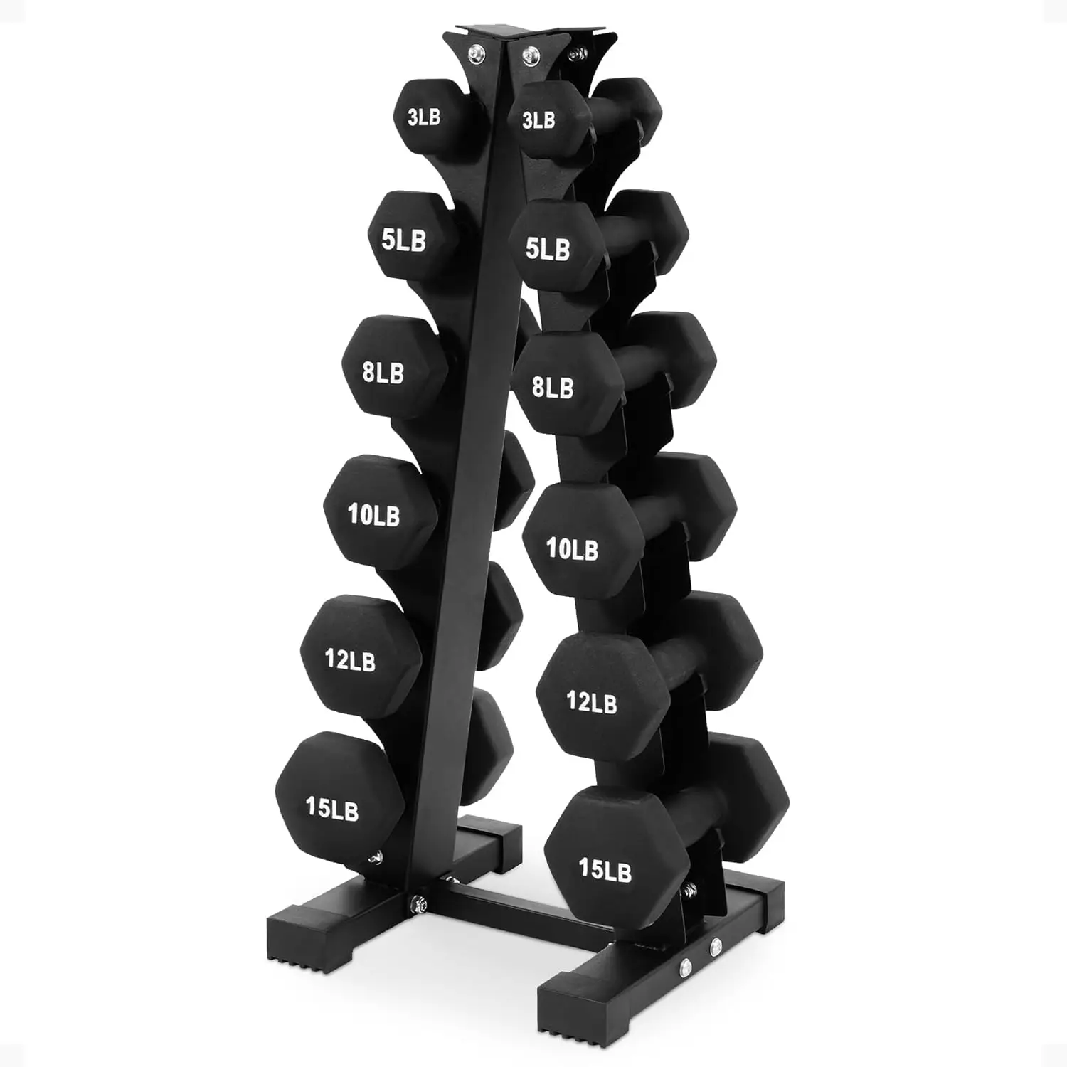Strength Training at Home Gym: Neoprene Coated Iron Dumbbells in Color-Coded or Black, Non-Slip Grip