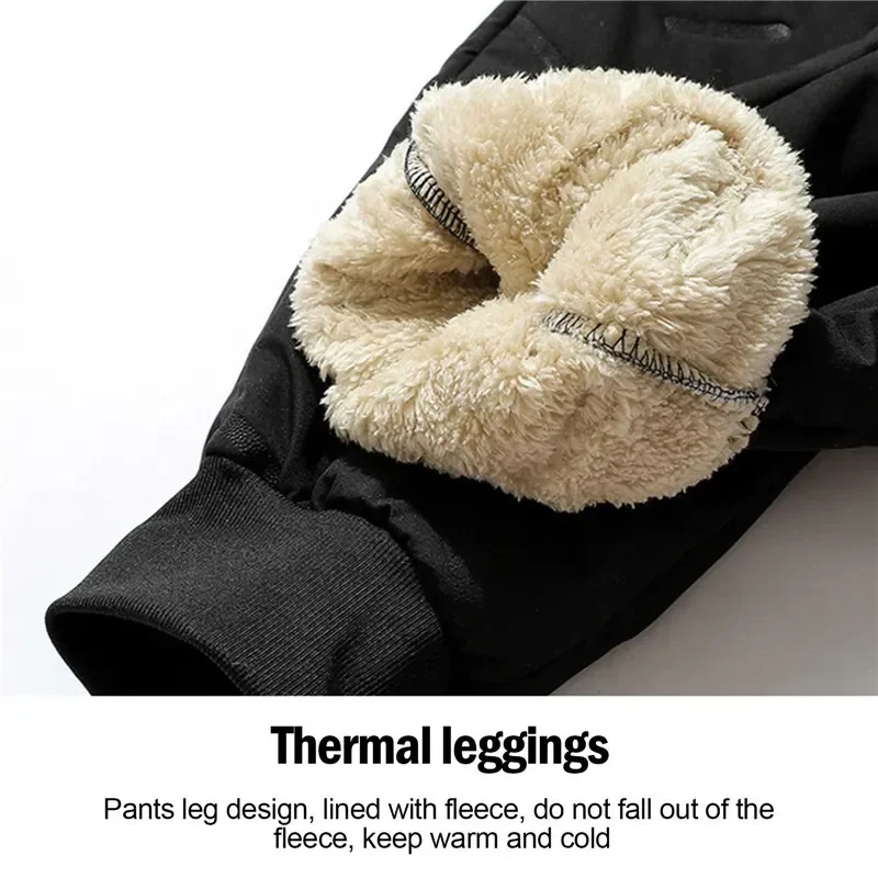 Neue Damen-Jogginghose aus Plüsch, dick, mit Fleece gefüttert, gerades Bein, wasserdichte Hose, winddichte Outdoor-Oberbekleidung, Thermohose – Detail 5