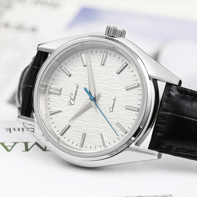 Chameri GS02 montre VH31 balayage deuxième mouvement en acier inoxydable saphir cristal montre-bracelet d'affaires 37mm montres Vintage