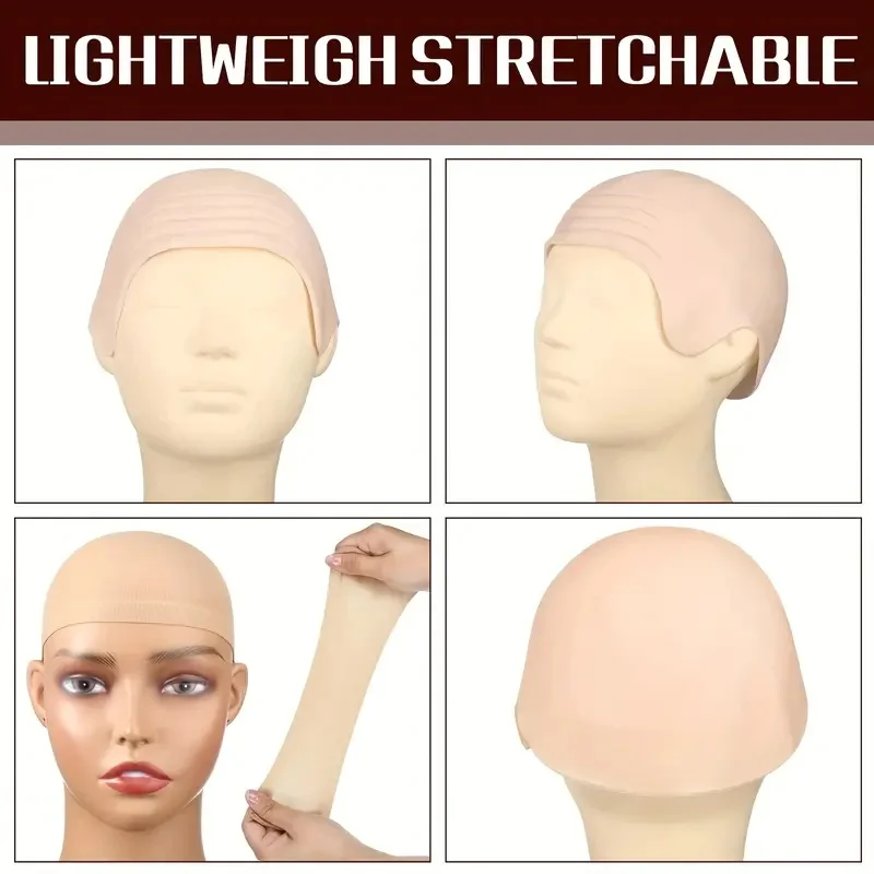 Bald Outfit Cosplay Accessories Set with Latex Bald Hat And Nylon Wig Cap for Halloween Christmas Carnival April Fool's Party image 3