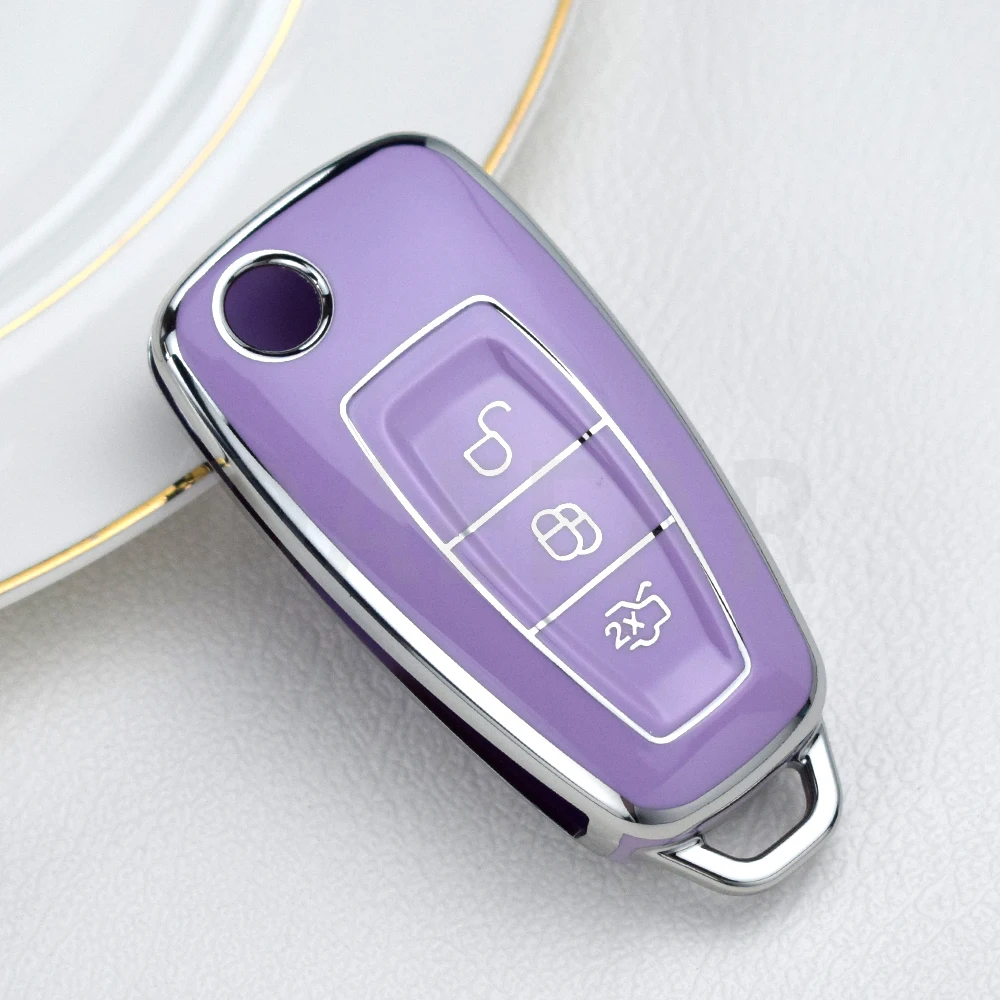 For Ford Ranger C-Max S-Max Focus Galaxy Mondeo Transit Tourneo Custom TPU Car Key Case Cover Auto Key Holder