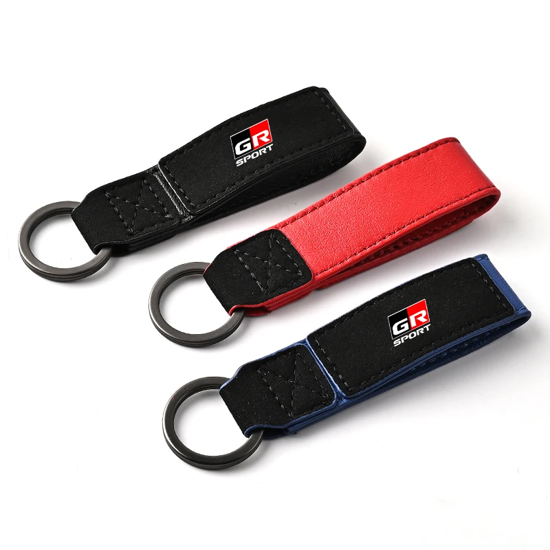 

Suede Car Emblem Keychain Key Rings Accessories For Toyota GR Sport Gazoo Racing Supra Yaris 86 Corolla RAV4 Avensis Prado Prius