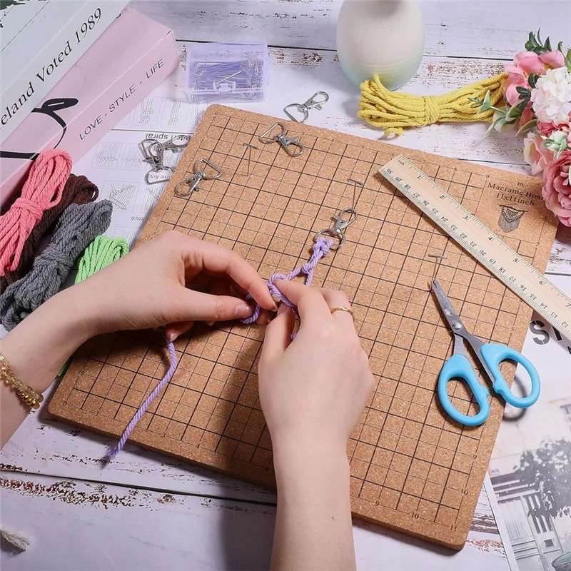 

Набор досок макраме из дерева для плетения 11X11 дюймов для взрослых, начинающих, шнур и булавки длиной 40 м с 10 брелками