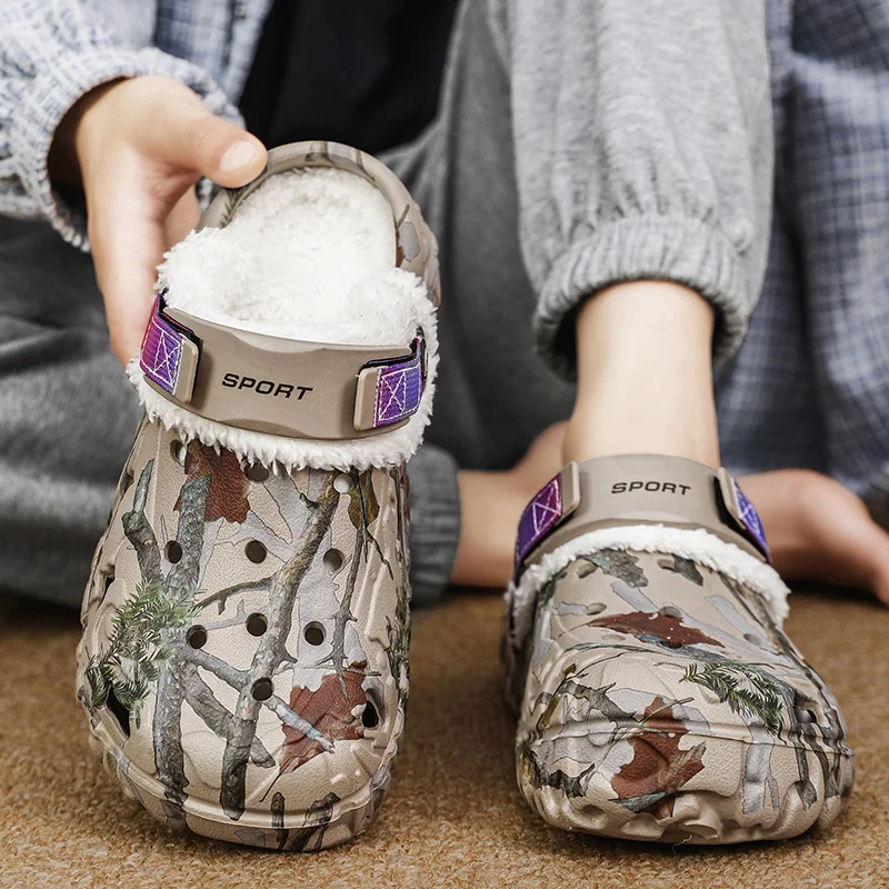 Neue Herren-Winterhausschuhe, bequeme warme Hausschuhe, abnehmbare Sommersandalen, lässige rutschfeste Plüsch-Fellhausschuhe für Herren – Detail 10