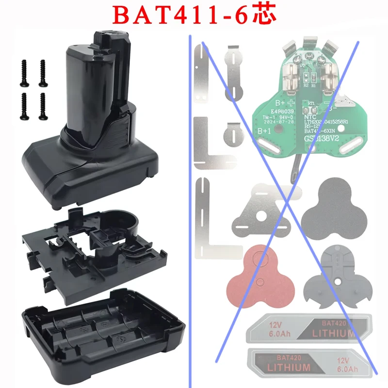 BAT411 BAT420 Li-ion Battery Plastic Case Shell Box PCB charging Protection Board Label For Bosch 10.8V 12V BAT412A BAT413A