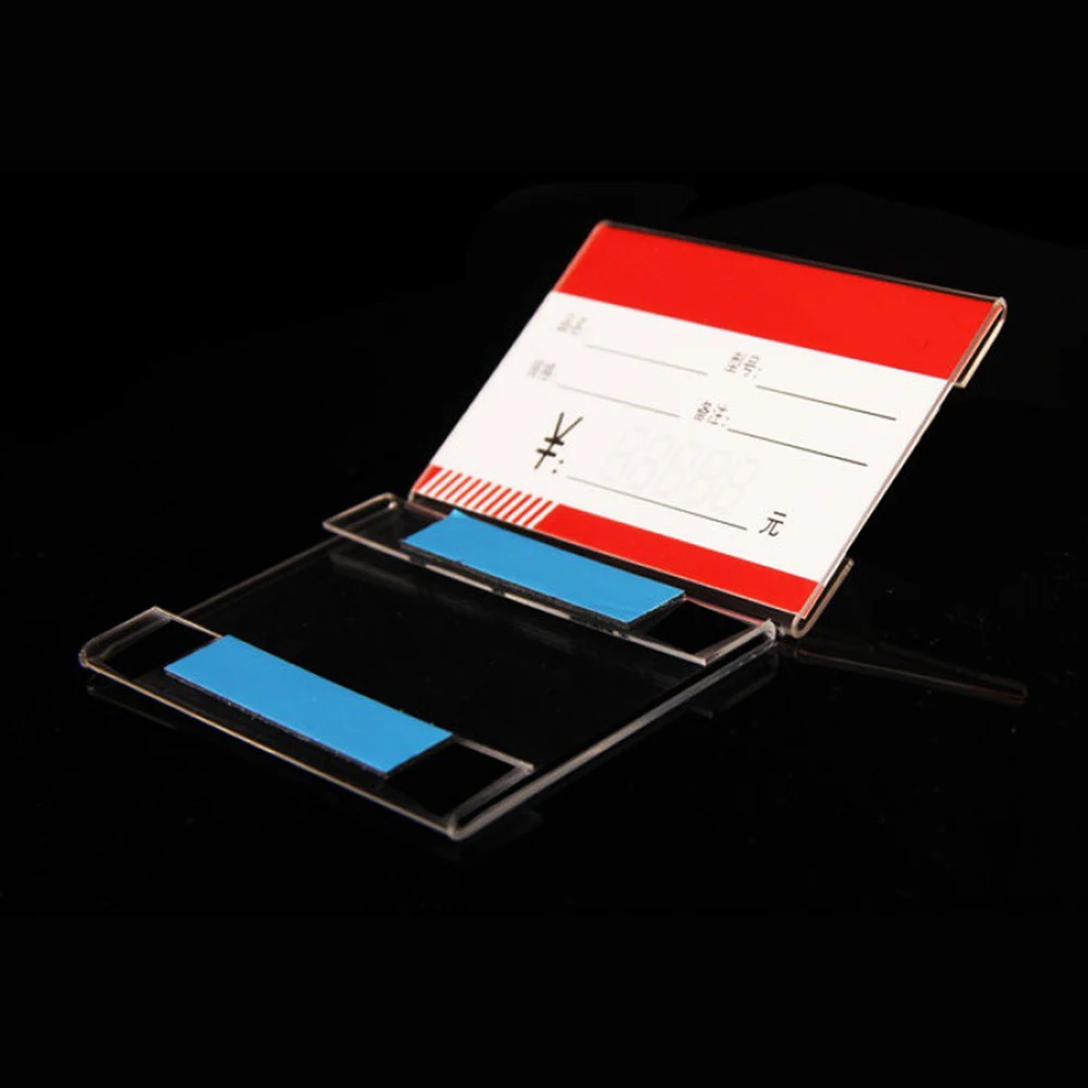 

20 Pcs L-shaped Price Tag Table Signs Holders Display Shelf Label Clear Rack Various