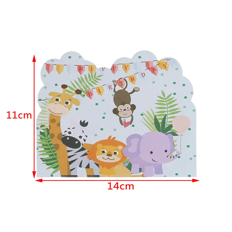 10Pcs Forest and Animal Motifs Cartoon Safari Theme Invitations Cards Kids Birthday Wedding Party Invitations