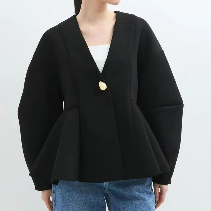 Coreano Sle V-Ne Button-Up Thiened Sweatshirt Cardigan Feminino Cor Pura Primavera Outono Faion Simples E Elely Loo...