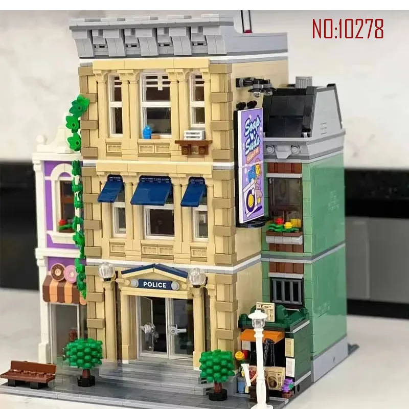 2025 Nieuwe Stad Serie 10278 Politiebureau Model Educatief Bouwsteen Speelgoed Assemblage Jongens en meisjes Kerstcadeaus