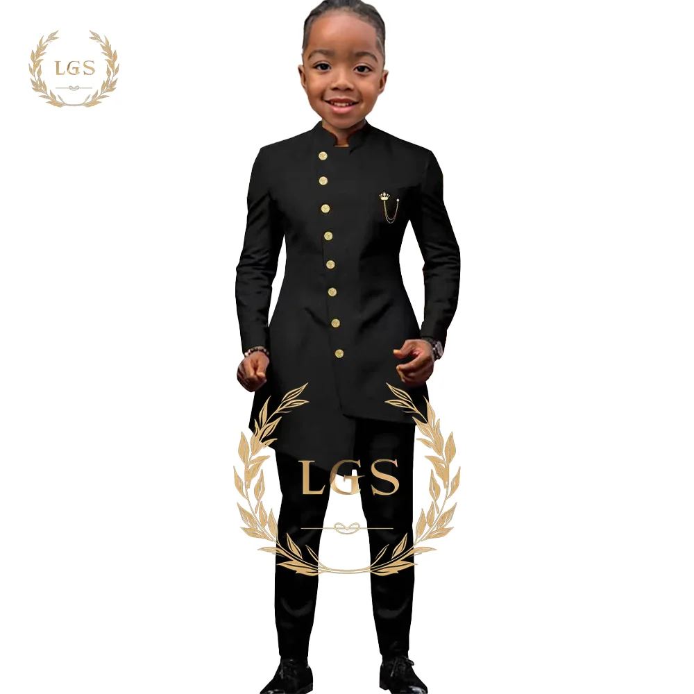 

Boys Long Indian Style Suit 2 Piece Suit - Kids Tuxedo Jacket and Trousers, Sophisticated Party Suit for Stylish Young Gentleman