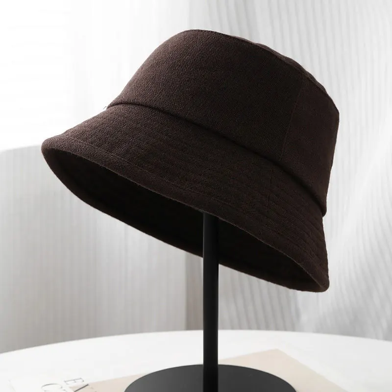 Women's Warm Wide Brim Bucket Hat Autumn Winter Korean Literary Style Slimming Face Travel Cap Female 2026