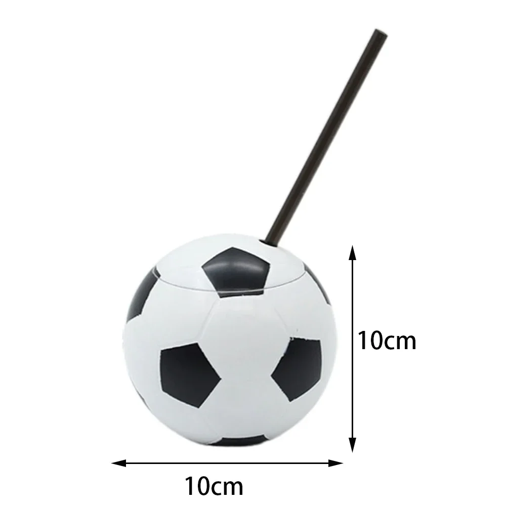 10cm Soccer Ball Cups with Straws and Lids Football Plastic Reusable Cups Straws Sports Soccer Themed Birthday Party Supplies