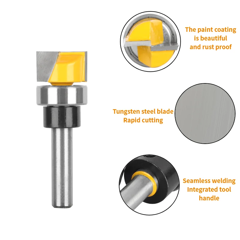 Cleaning Bottom Bit 6MM 6.35MM 8MM Bottom Bearing Router Bits Woodworking Carbide Cutters Milling Cutter for Wood Bit Face Mill