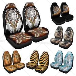 Seat Cover Sets 2 Pack White Tiger Dream Catcher Car Accessories Interior Decor for Men Durable Auto Elastic Front Seat Cover