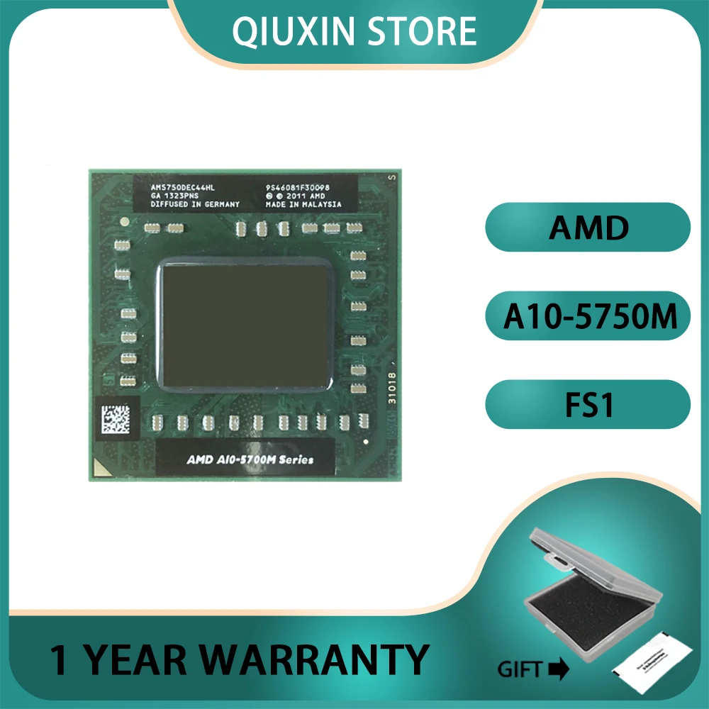 AMD A10-Series A10-5750M A10 5750M CPU 2.5 GHz Quad-Core Quad-Thread  Socket FS1 Processor 35W AM5750DEC44HL