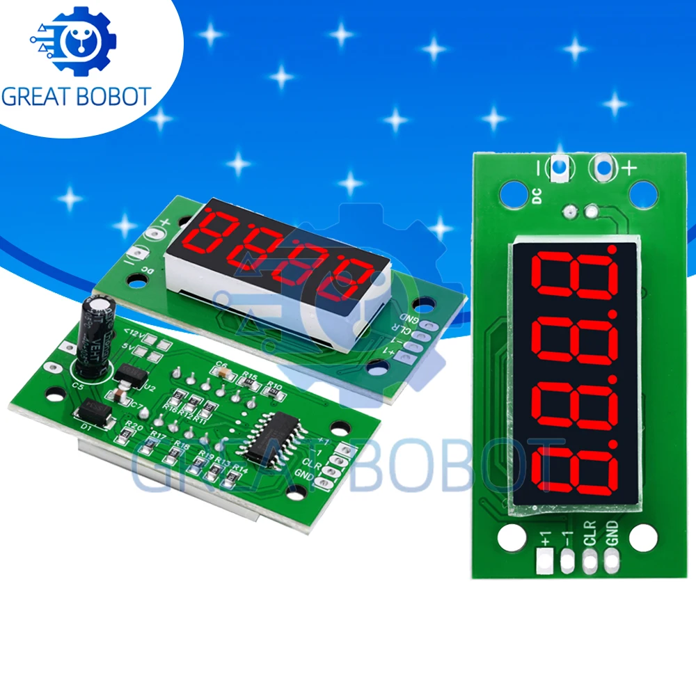 0-9999 DC 4-25V Digital Counter Module: LED Display with Low-Level Switching & Power-Off Memory Function