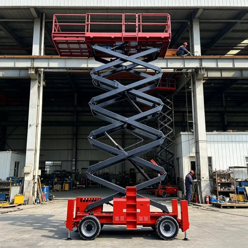 Rough Terrain Scissor Lifts Expandable Hydraulic Outrigger Anti Tip Over Structure Large Bearing Platform