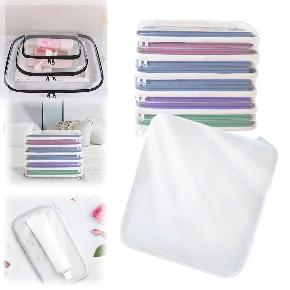 Zippered Hard Pouch Clear Stackable Bliss Bins Toy Storage Organizer  White Hard Plastic Pencil Case Cosmetic Makeup Bags