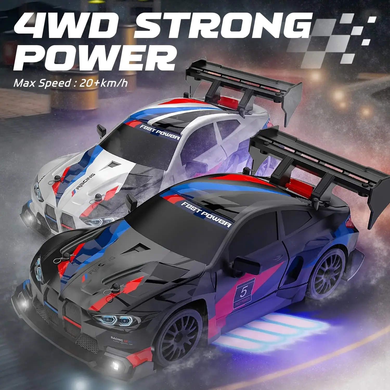 

Remote-controlled drift car: 1:24 scale mini drift RC car, 2.4 GHz remote-controlled car, featuring drift tyres, obstacles