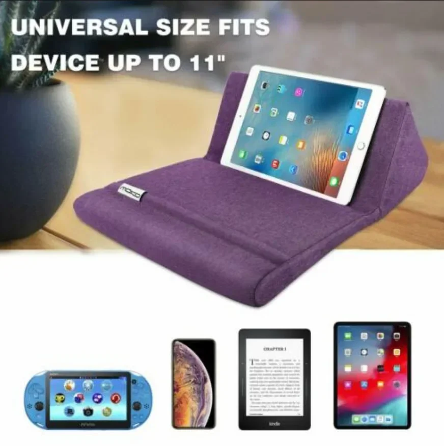 Tablet Holder Pillow Pad Multi-Angle Book Tablet Stand Soft Pad Dock for Bed Lap Desk with Pocket for IPad Air Pro Galaxy Tabs