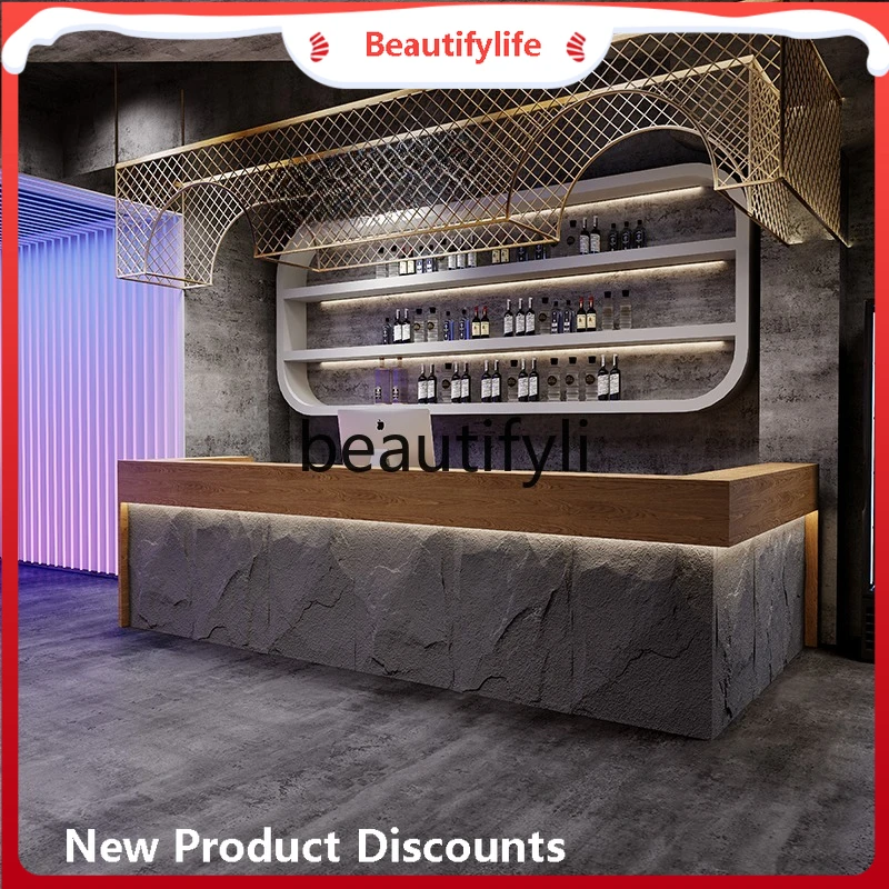 

E1001 ss Vintage Industrial Style Cultural Stone Clothing Store Cashier Counter Bar Cafe Bar Counter Restaurant Hotel Customizat