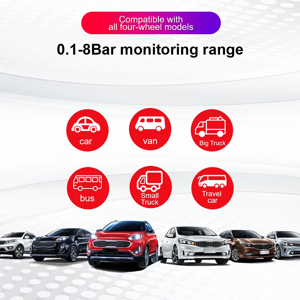 

Auto Security Smart External Car TPMS Universal Solar Power Tyre Pressure Monitoring System Digital LCD Display 0.1-8Bar