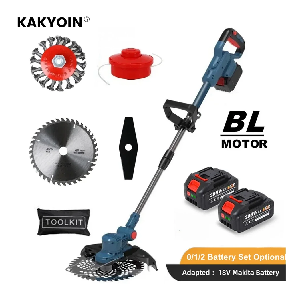Kakyoin-cortador de Grama Elétrico Brushless Cortador de Grama sem Fio Cortador de Poda Ferramentas de Jardim para Makita Bateria 18v