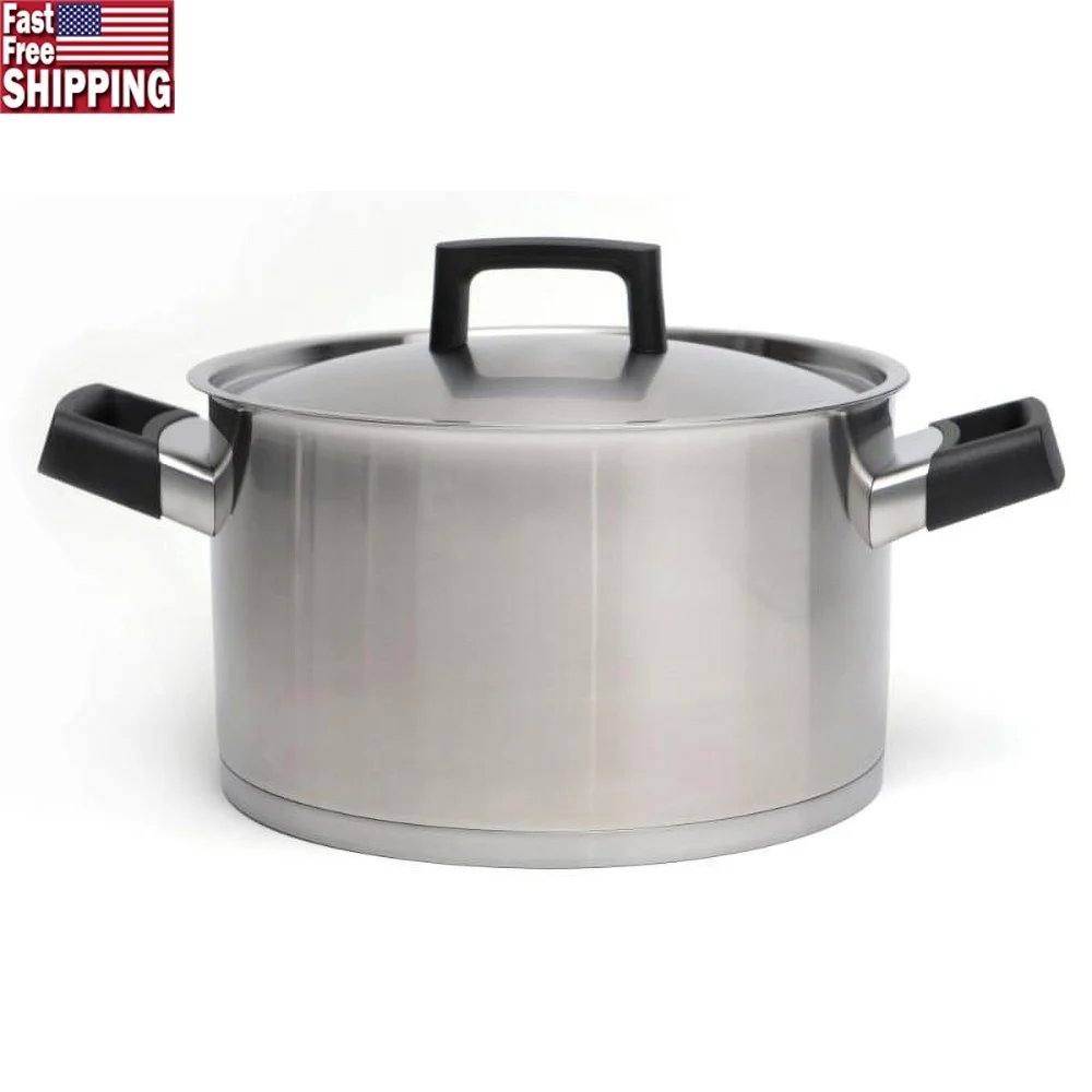

10 Inch Stainless Steel Stockpot with Lid Stay-Cool Handle Induction Compatible Dishwasher Safe Heavy Duty Cooking Pot
