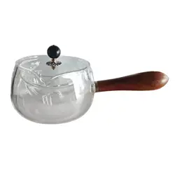 500ml Rotating Tea Maker Glass Teapot Side to Boil Blooming Tea Maker for Home Office Heat Resistant Clear Teapot Lid Kettle