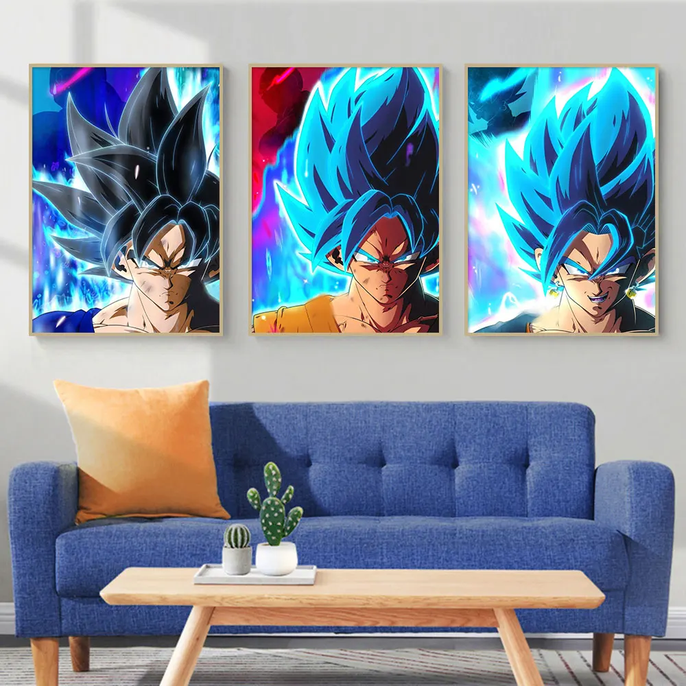 Anime Dragon Ball Goku Posters on Wall Peripherals Canvas Painting Cartoon Vegeta Head Picture for Kids Bedroom Decor Cuadros