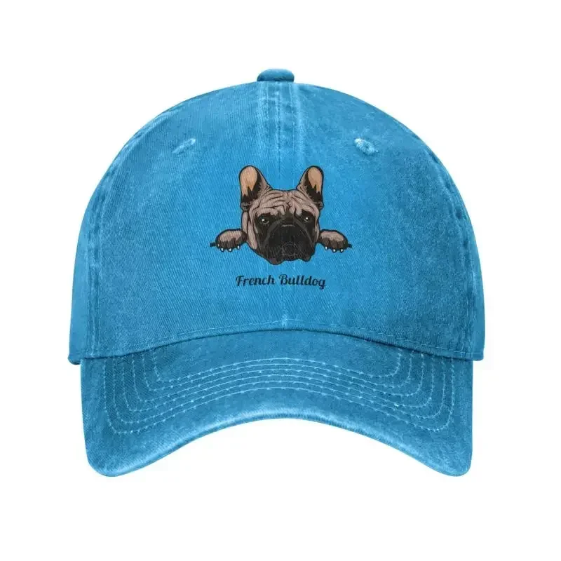 Punk Unisex Cotton Peeking Dog French Bulldog Baseball Cap Adult Adjustable Dad Hat Men Women Sports