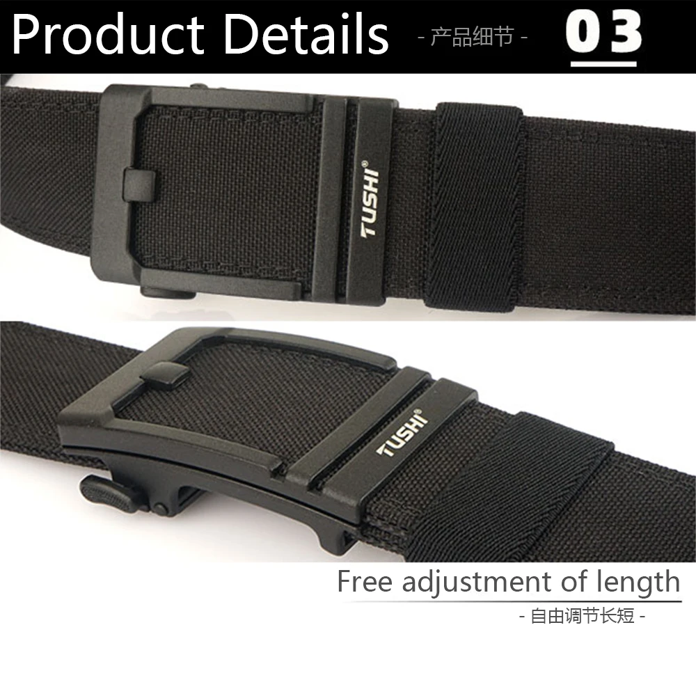 TUSHI New 4.3cm Hard Gun Belt for Men and Women Alloy Automatic Buckle Tactical Outdoor Belt 1100D Nylon Military IPSC Belt Male