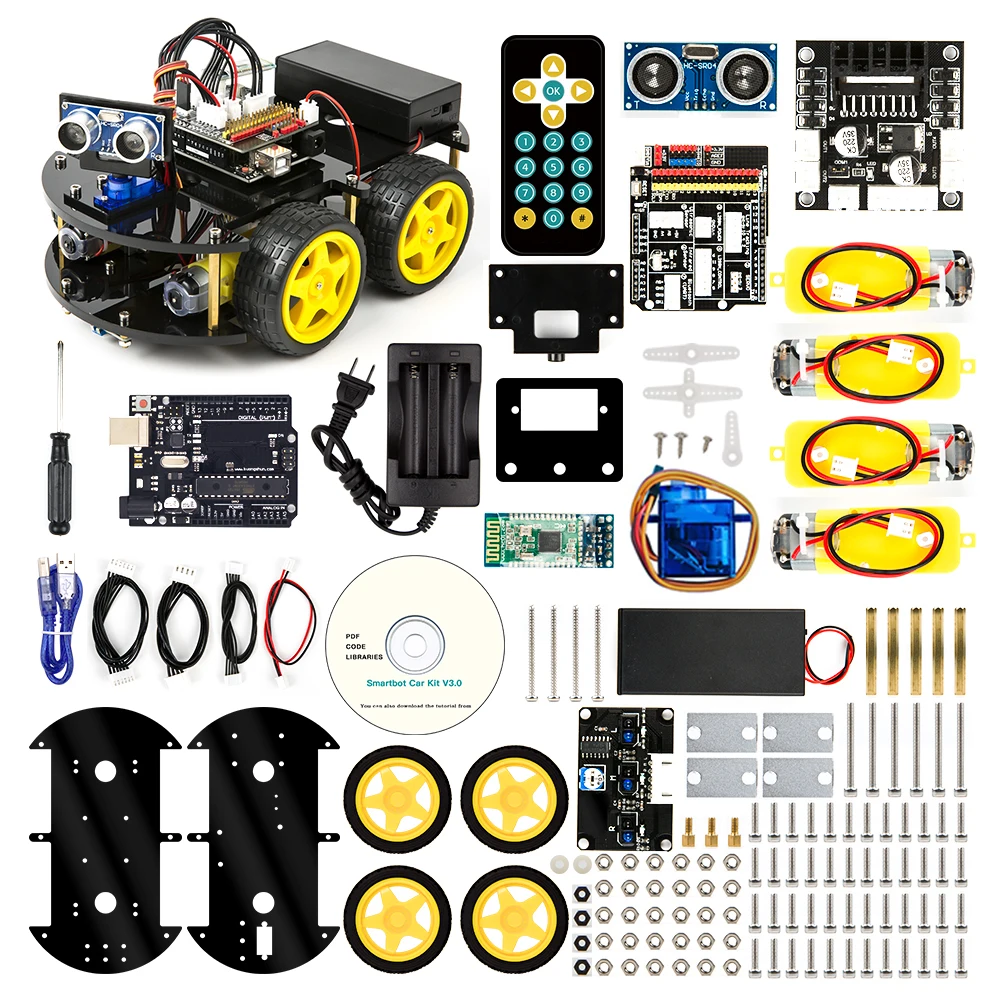 KUONGSHUN la più recente macchinina intelligente ed educativa per bambini Project Smart Robot Car Kit TUTORIAL compatibile con Arduino ID