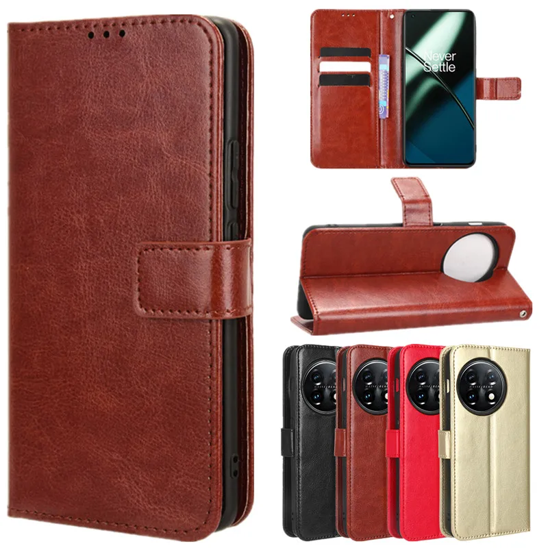 

Leather Flip Case For OnePlus 13 13R One Plus 12 12R Protective Cover Wallet Card Slot Kickstand Coque Fundas