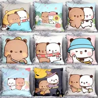 Yier Panda Cute Throw Pillow Bubu Dudu Cartoon Square Pillows Kawaii Anime Soft Waist Sofa Cushion Car Home Bedroom Decoration