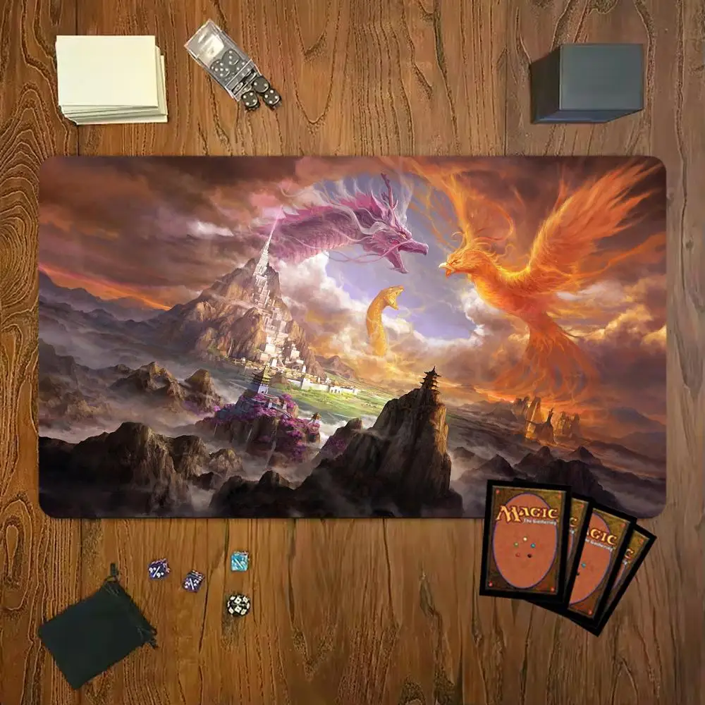 

Коврик для мыши Mystical Clash of Dragon and Phoenix Magic Party Game Mat Прочный резиновый коврик для мыши MTG TCG 35X60 см Коврик для офисного стола