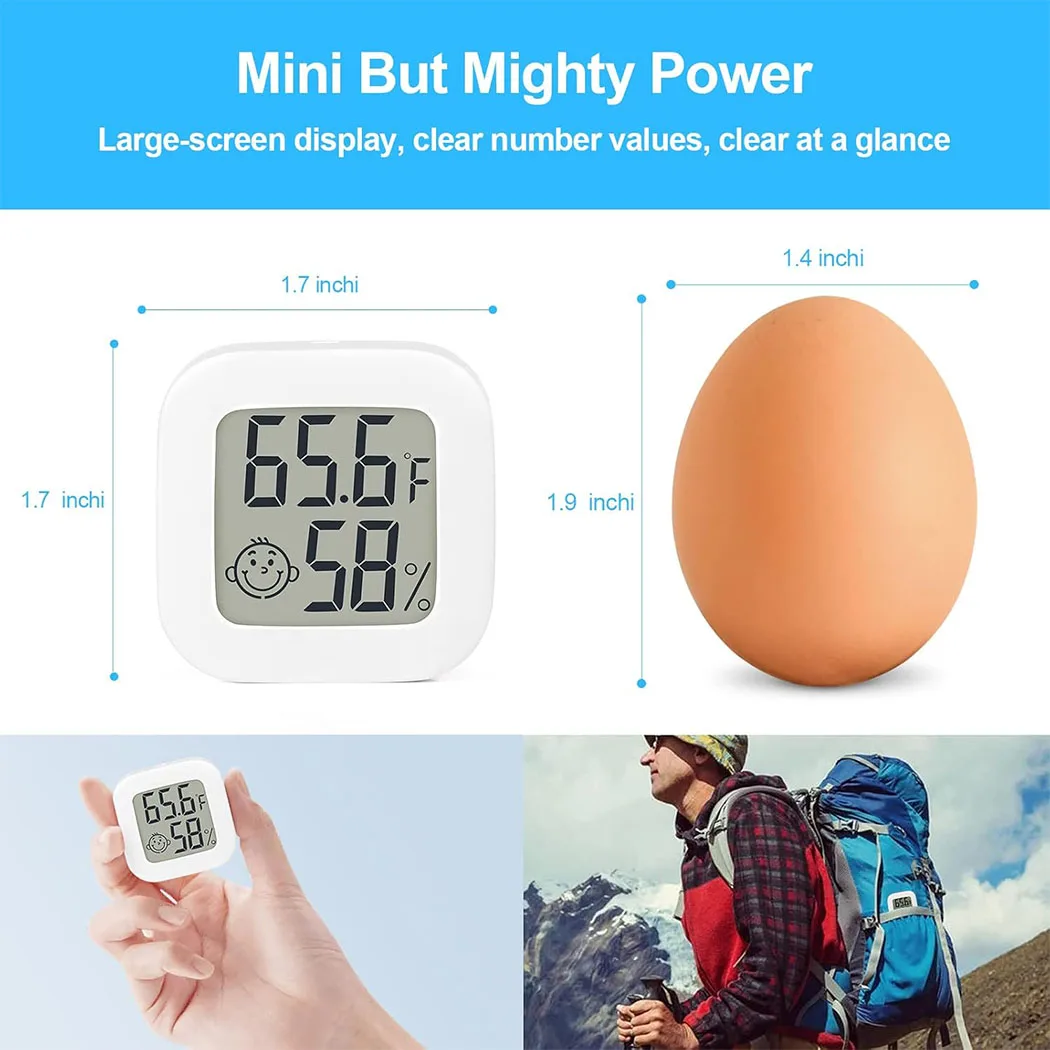 Mini termometro per interni Misuratore di umidità Igrometro digitale Termometro per ambienti per la casa, Display LCD per temperatura accurata e alta