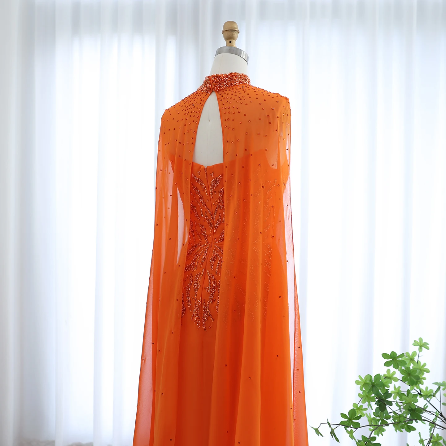 Sharon กล่าวว่า Elegant สีส้มชีฟองชุดราตรี Cape แขนผู้หญิงสําหรับงานแต่งงานดูไบพรรคอย่างเป็นทางการชุด SS299 ที่กําหนดเอง